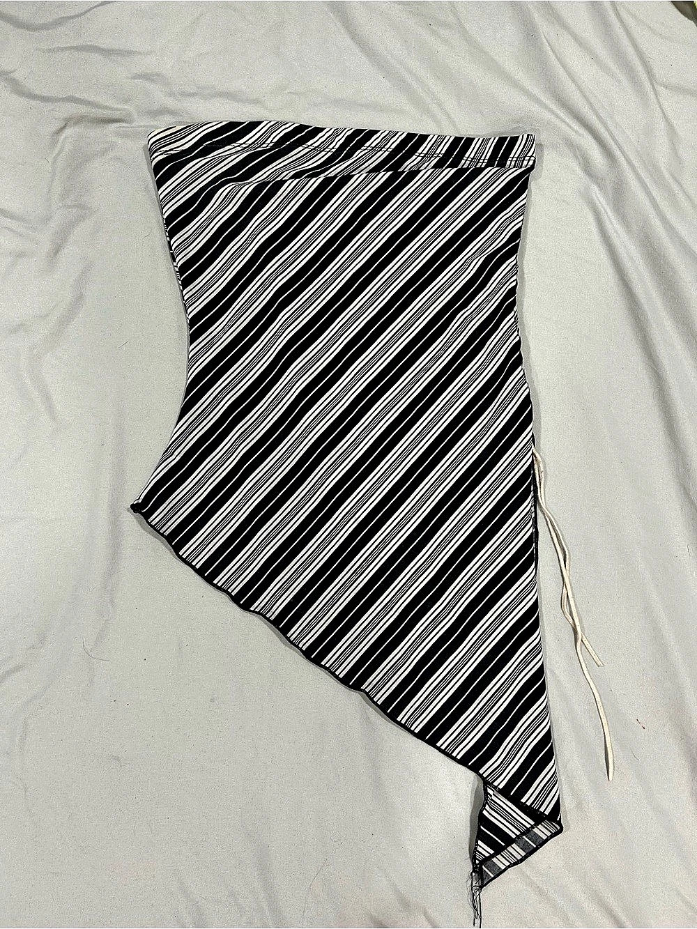 Y2K Black & White Striped Asymmetrical Top